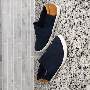 Navy Blue Suede / Brown Leather English Laundry Low Top Sneakers sz 12 casual